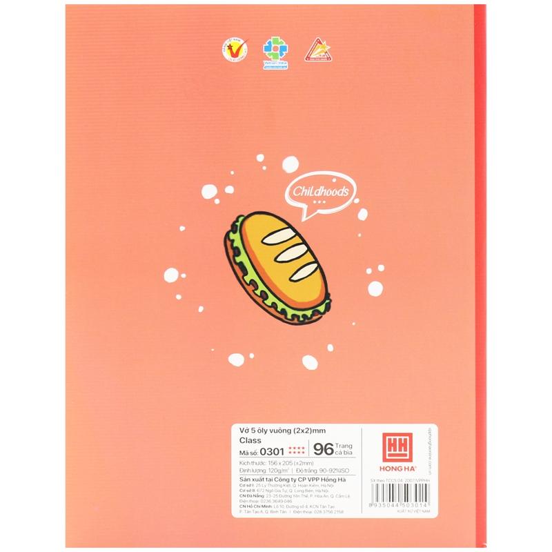 Vở 5 Ô Ly 96 Trang 120gsm Class Childhood - Hồng Hà 0301 (Mẫu Màu Giao Ngẫu Nhiên)