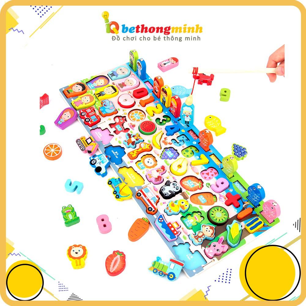 ĐỒ CHƠI GỖ THÔNG MINH BẢNG SỐ NHÂN VẬT KÈM CÂU CÁ NHIỀU DÒNG CHO BÉ CHỦ ĐỀ CON VẬT