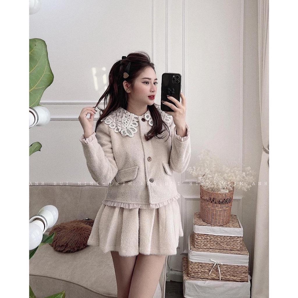 Set áo khoác dạ tweed và chân váy dạ hàng nhập  giá 1510k