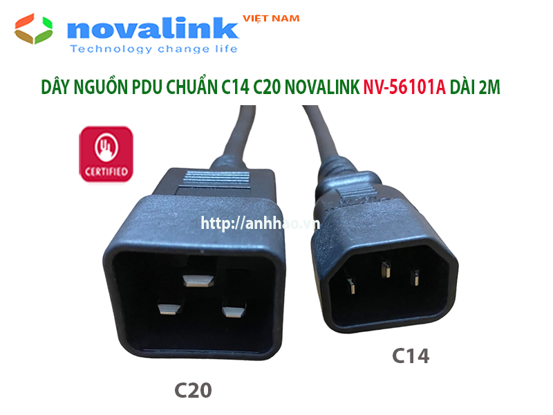 Dây nguồn C14 C20 dùng cho UPS, PDU, server dài 2m, Lõi đồng 3 x 2.08mm tiêu chuẩn UL - Hàng chính hãng