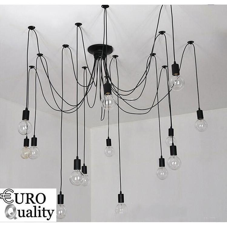 Đèn trang trí trần nhà dây nhện Euro Quality + kèm 10 bóng 4W tia dây tóc sang trọng