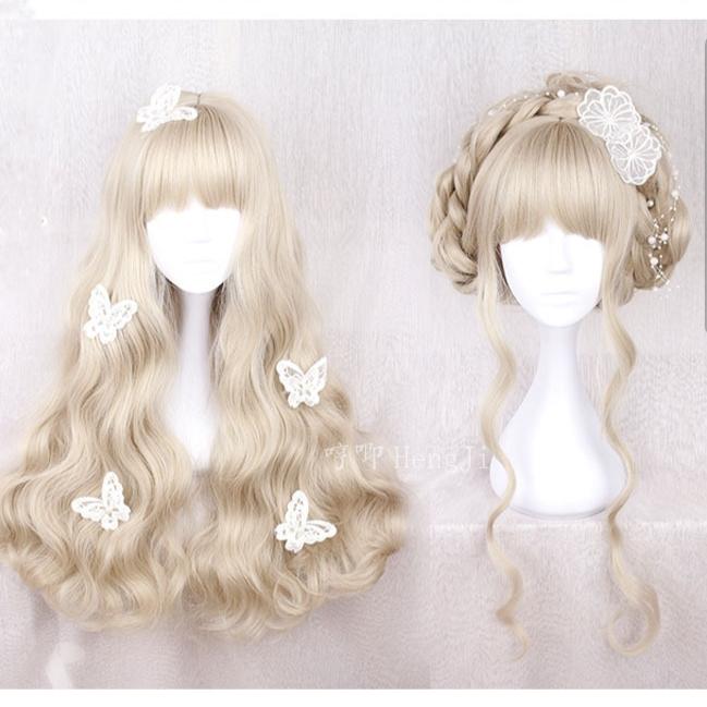 Wig/Tóc giả xoăn sóng màu trà nữ tính tiểu thư - A19 Nguyên đầu tên/lolita