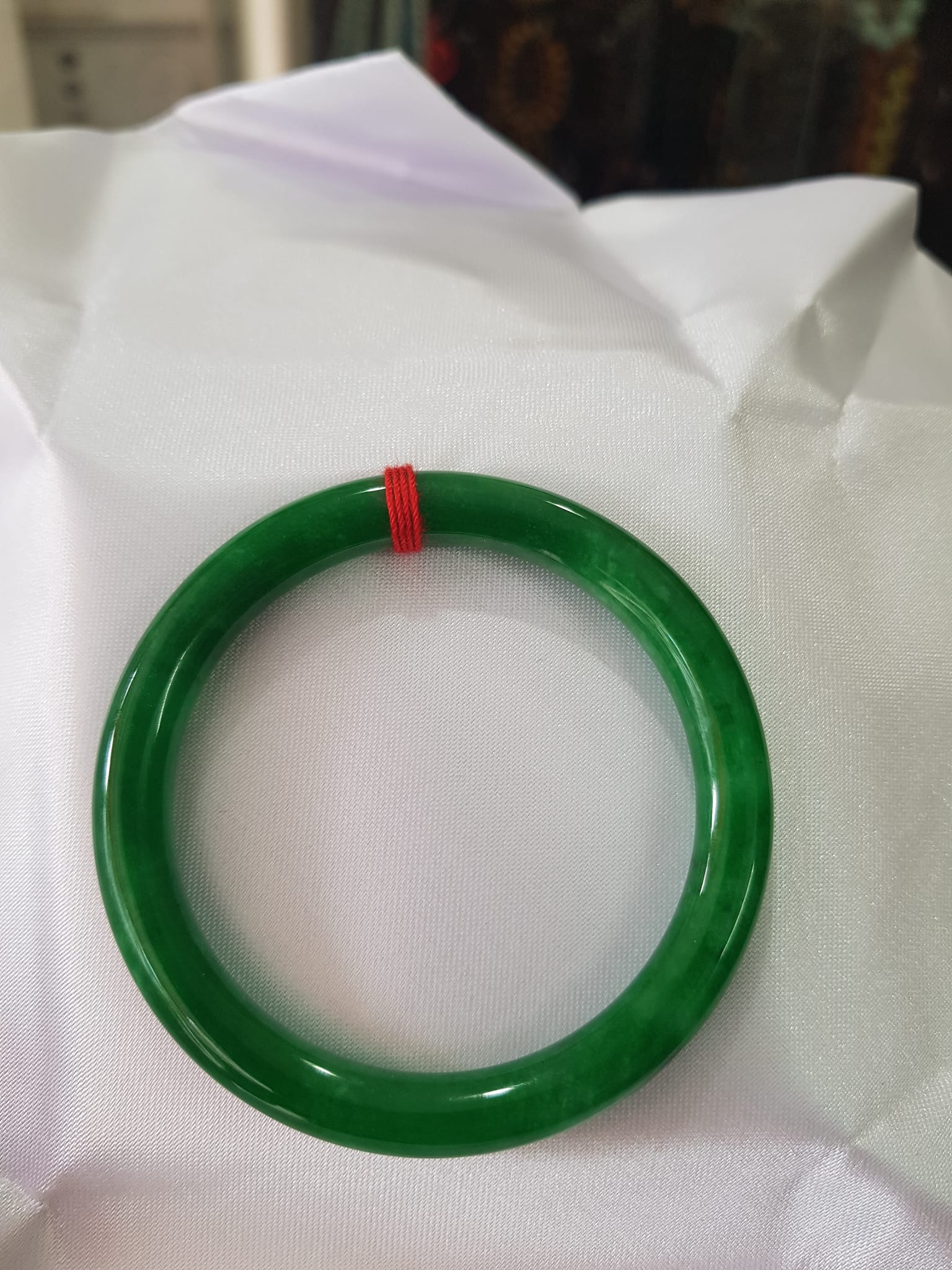 Vòng tay Nữ đá cẩm thạch VK 51 size 51mm x 7mm  Vòng màu Xanh đậm bóng đẹp  Nữ mệnh Mộc, Hỏa, Thủy 50kg-56kg đeo ạ