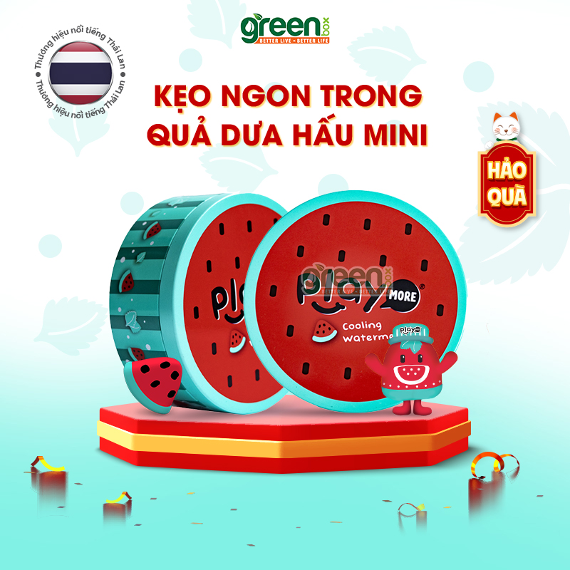 [ Hộp kẹo Tết ] Hộp kẹo the không đường hương Dưa Hấu Playmore Thái Lan 40g