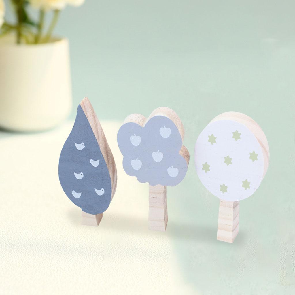 Mini Trees Building Blocks Ornaments Wooden Room Decor Wood Ornaments for Photo Props