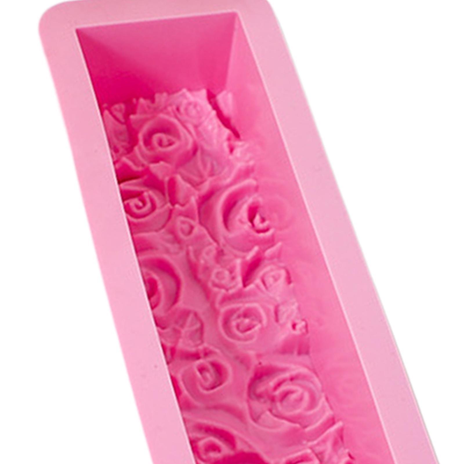 Rose Flower Silicone Loaf Soap  Rectangular Embossed Mould DIY