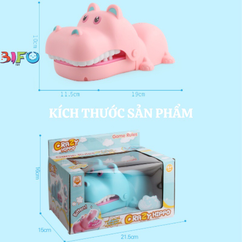 Trò chơi giải trí khám răng hà mã - hà mã cắn tay sử dụng pin có đèn và âm thanh vui nhộn [HUE203STORE]