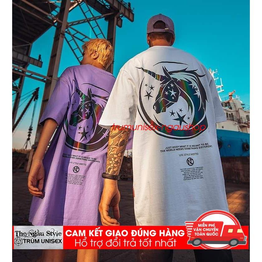 Áo Thun Phản Quang Ngựa 1 sừng Cotton 100% Form Rộng Unisex Nam Nữ Rẻ Đẹp Trùm Unisex aothununisex