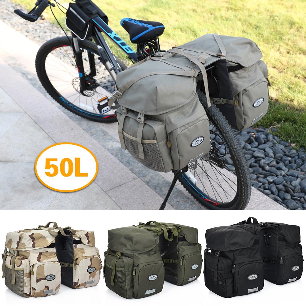 Túi đựng đồ, 50 lít gắn yên sau xe đạp, không thấm nước, có nắp che mưa
