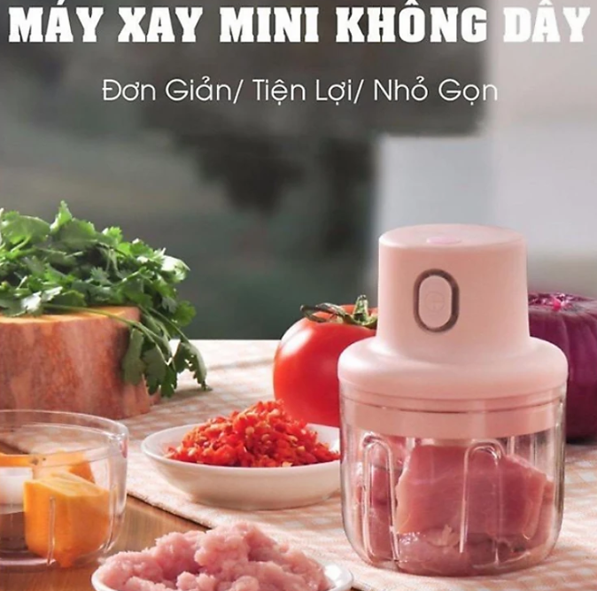 Máy xay tỏi ớt KG25 mini cầm tay đa năng, nhỏ gọn tiện ích dễ sử dụng, thể tích 250ml, bằng điện - pin sạc 45W - Hàng chính hãng