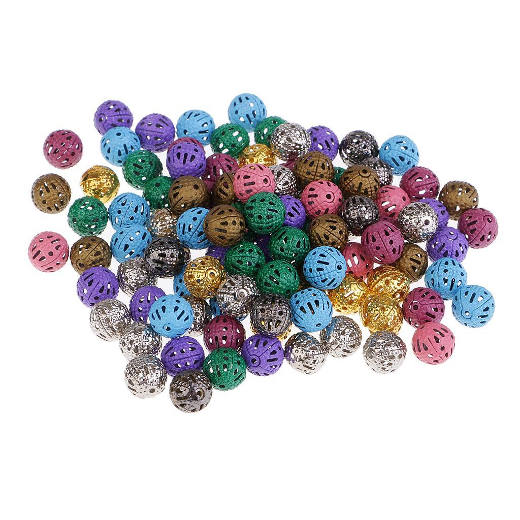 200pcs Iron Hollow Metal Beads for Craft Loose Spacer Beads Round Beads 8mm