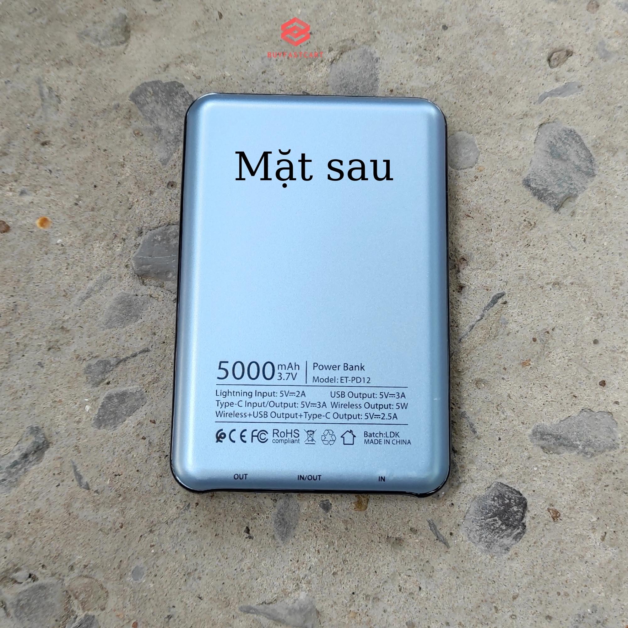 Pin sạc dự phòng không dây Earldom ET-PD12 dung lượng 5000mAh hàng cao cấp nhỏ gọn - Hàng chính hãng