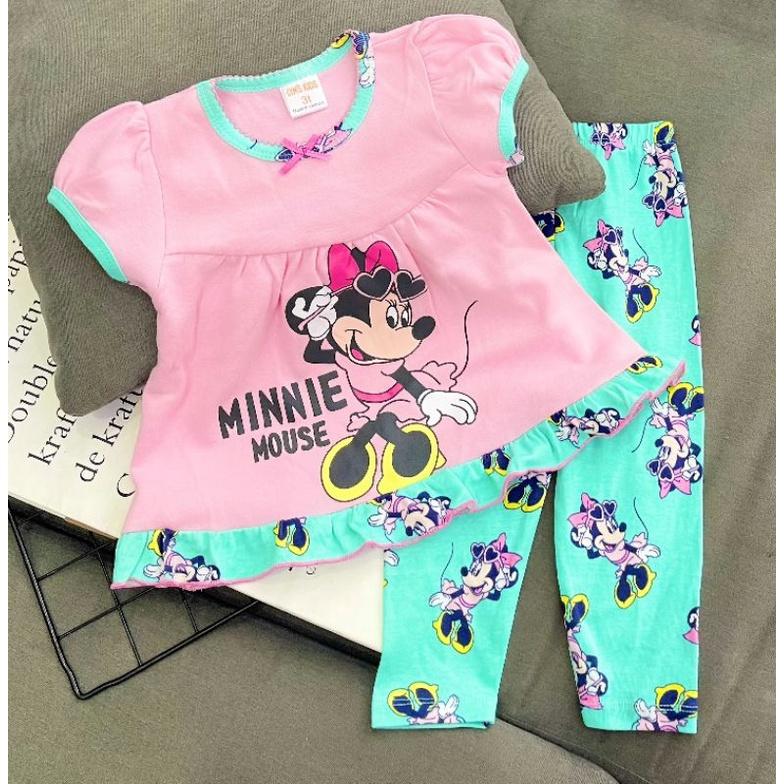 Bộ bé gái thun borip in hình mềm đẹp dáng babydoll từ 10 đến 21 ký - Bộ quần áo trẻ em