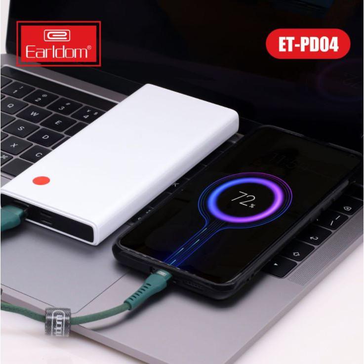 Sạc Dự Phòng 10.000 mah Earldom PD-04 Nhanh Vỏ Nhựa Cứng Cáp Cách Nhiệt Chống Bám Bẩn - Hãng Chính Hãng