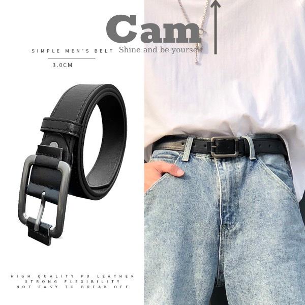 Thắt Lưng Nam Nữ DG - Dây Lưng Nam Nữ Unisex Mặt Kim Loại Da PU Hàn Quốc Mặt Vuông Màu Đen Đẹp - DG - Camcamvintage