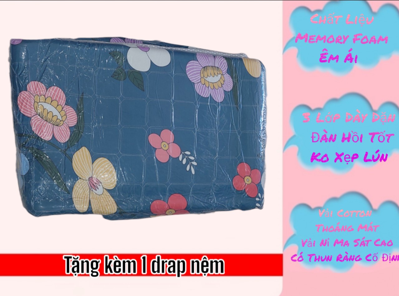 Nệm Topper nệm Foam Kingroll cao cấp dày 5cm đủ kích thước có thun ràng - Đàn hồi nâng đỡ và êm ái