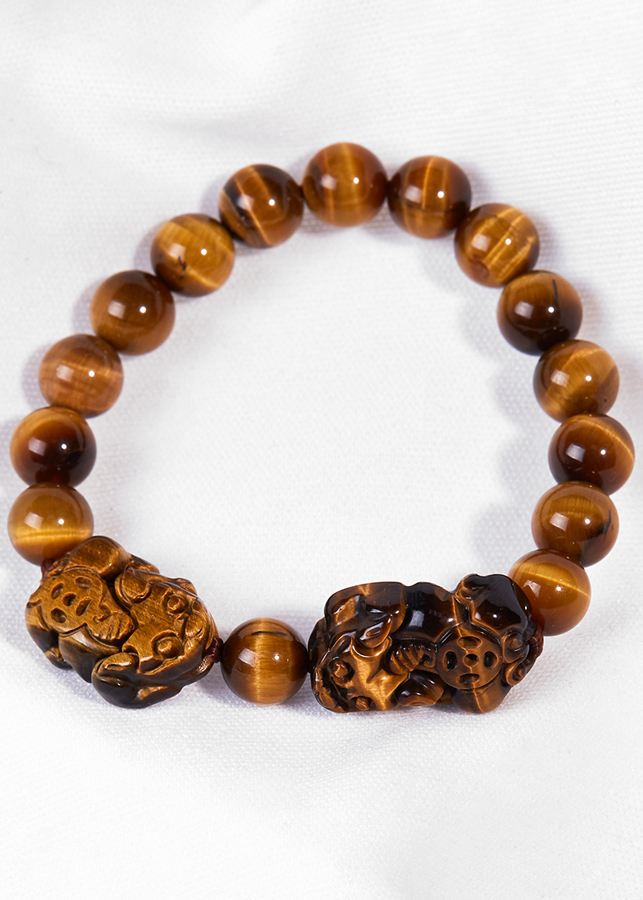Vòng Tay Đá Thạch Anh Mắt Hổ Phối 2 Tỳ Hưu Ngọc Quý Gemstones