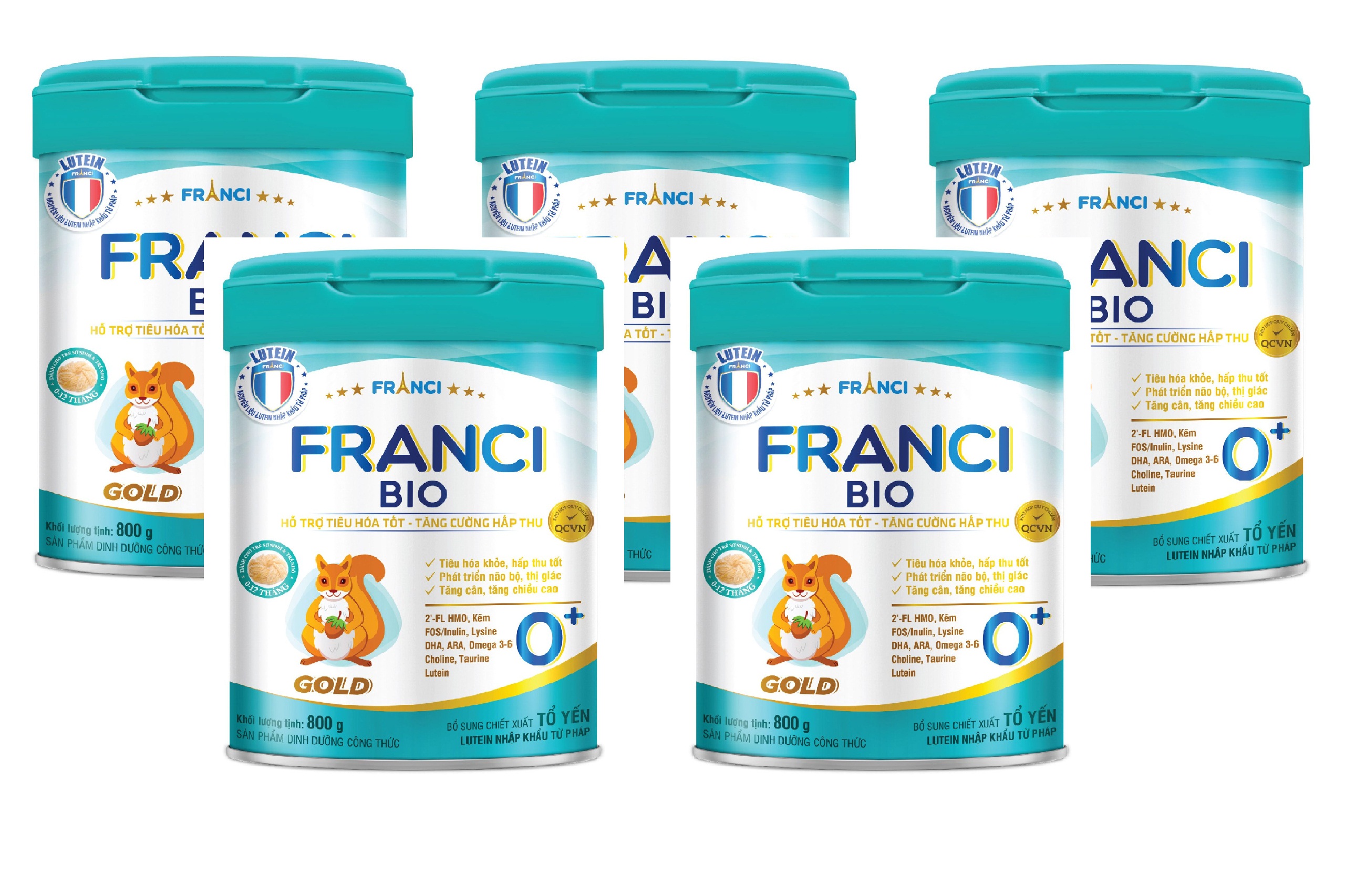 Combo 5 lon Sữa công thức FRANCI BIO GOLD 0+ lon 800g – Hỗ trợ tiêu hóa – Tăng cường hấp thu