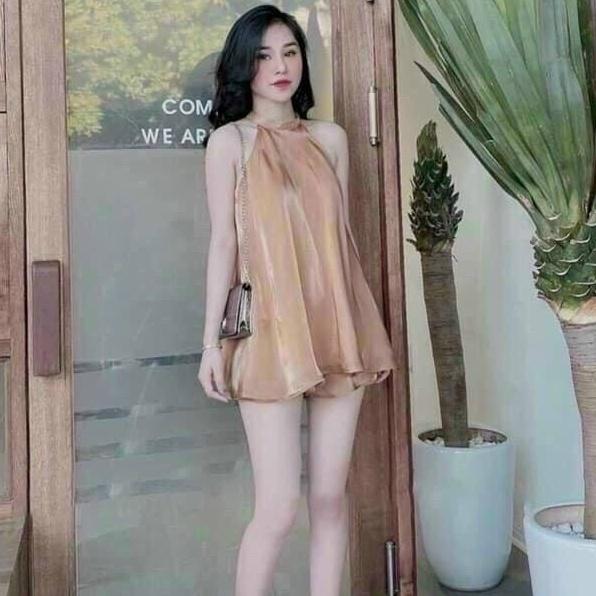 Sét bộ áo cổ yếm chất lụa CUN085 hàng cao cấp freesize cho nữ siêu đẹp