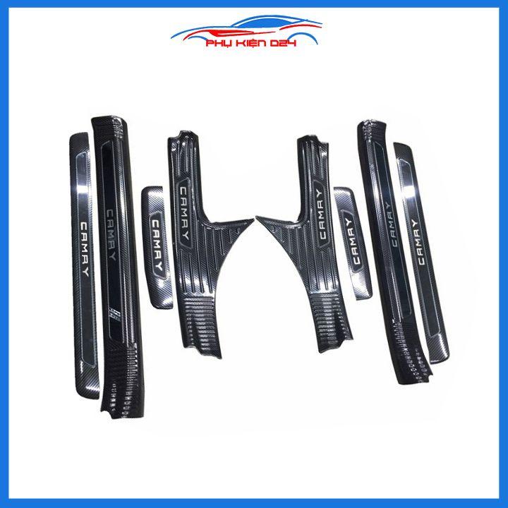 Bộ nẹp bước chân trong ngoài vân Cacbon xe Camry 2019-2020 chống trầy làm đẹp ô tô