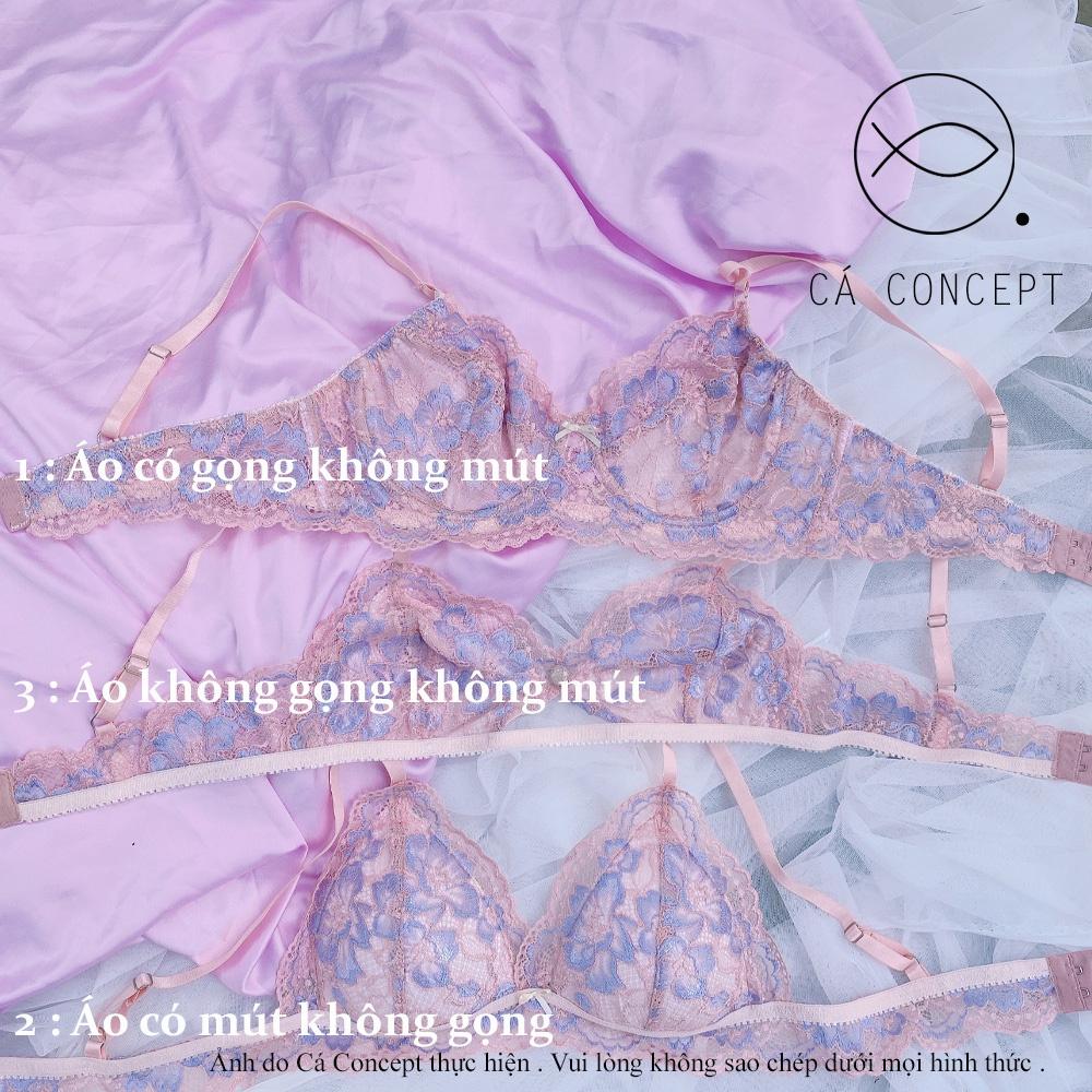 Bộ sưu tập Bra nữ CÁ CONCEPT đồ lót thiết kế bralette ren hoa hồng xanh