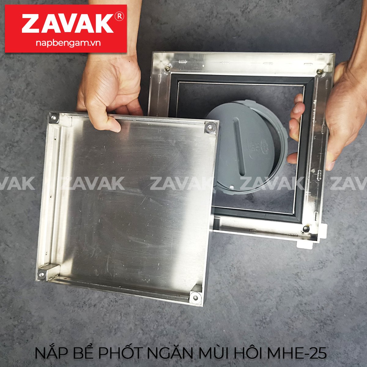 Nắp bể phốt ngăn mùi inox Zavak MHe25