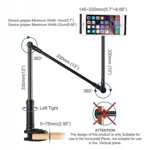 Giá đỡ kẹp cạnh bàn, cạnh giường I10 gắn điện thoại, ipad kẹp xoay 360 độ linh hoạt