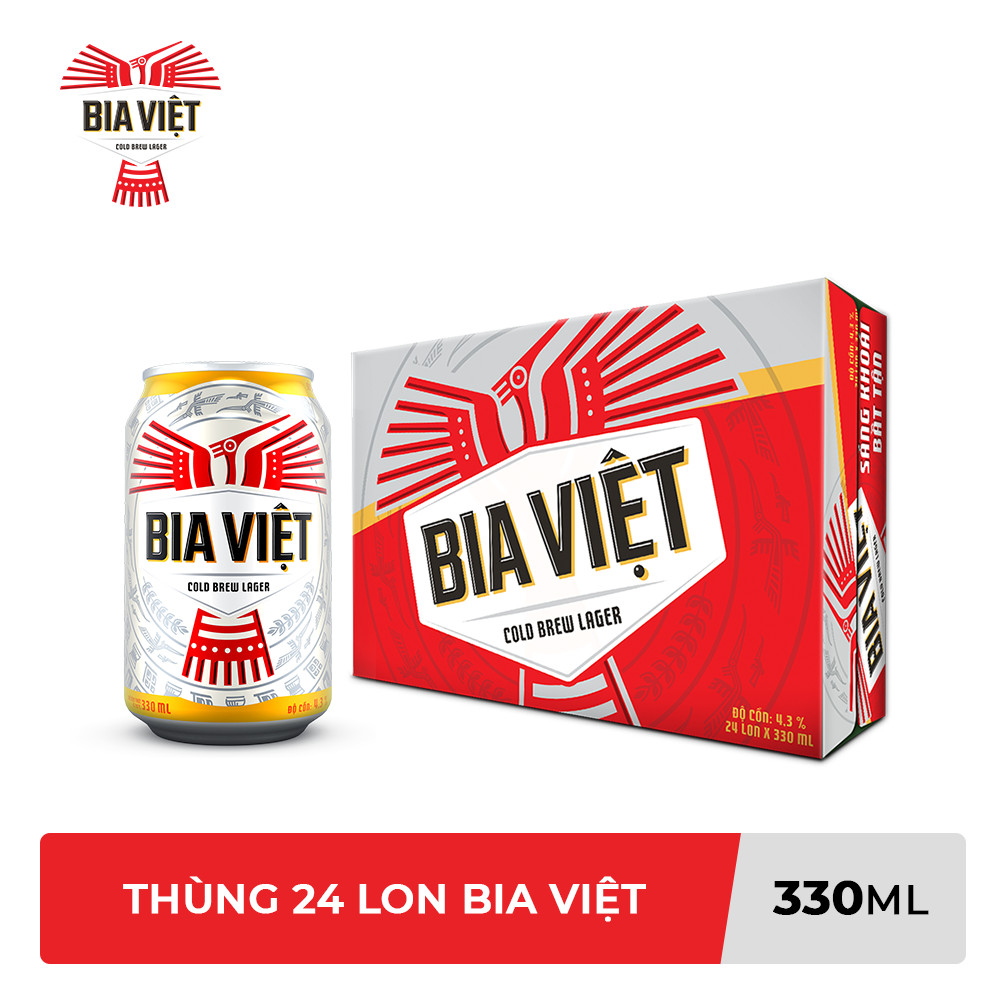 Thùng 24 Lon Bia Việt (330ml/lon)