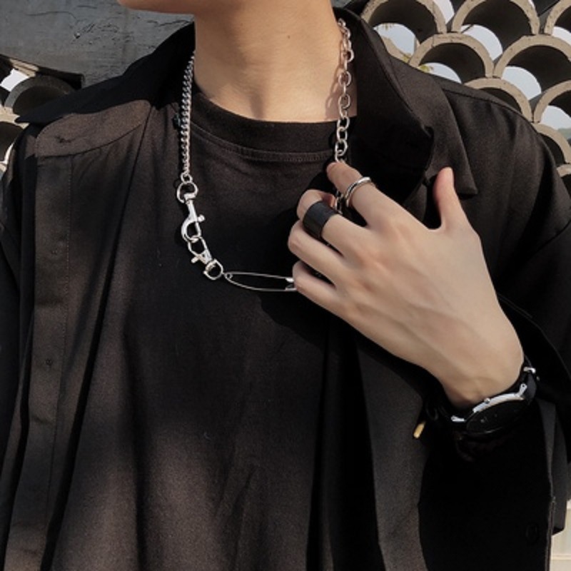 Dây chuyền vòng cổ mix khoá chain cực cool tặng kèm cài áo như hình