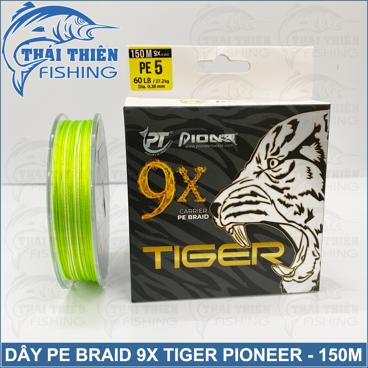 Dây Siêu Bền Câu Lure 9X Carrier PE Braid Pioner Tiger Multicolor Cuộn Dài 150m