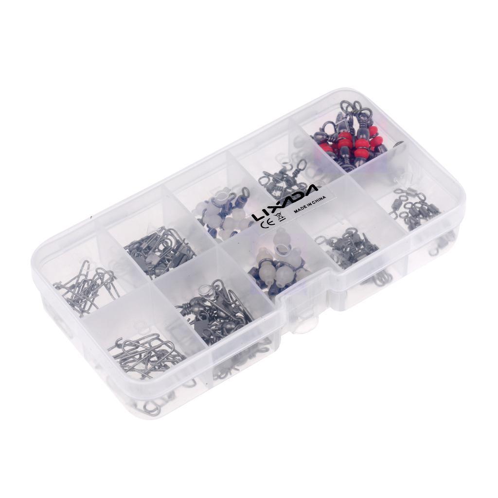 100Pcs Rolling Swivel Interlock Snap, Fastlock Snap, Luminous Gourd Swivel, Lure Connectors Accessories Fishing Tackle Box