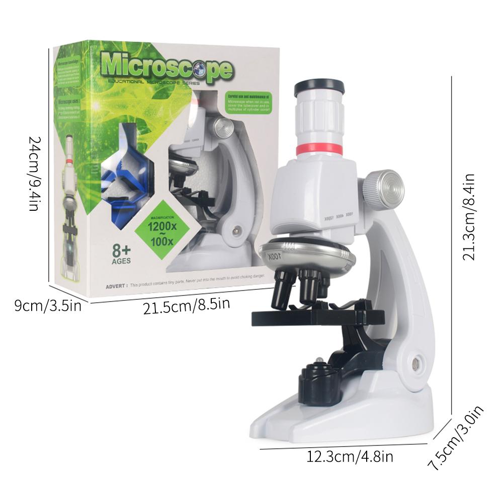 Science Kits for Kids Beginner Microscope STEM Science Educational Toy 100X 400X 1200X Magnification with LED Light for