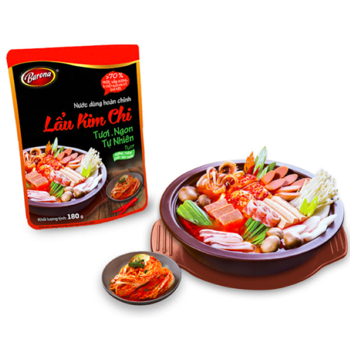 Combo Nước dùng Lẩu Kim Chi Barona 180g &amp; Gia vị Thịt Nướng Kiểu Hàn Quốc Barona 80g tươi ngon chuẩn vị không cần nêm nếm