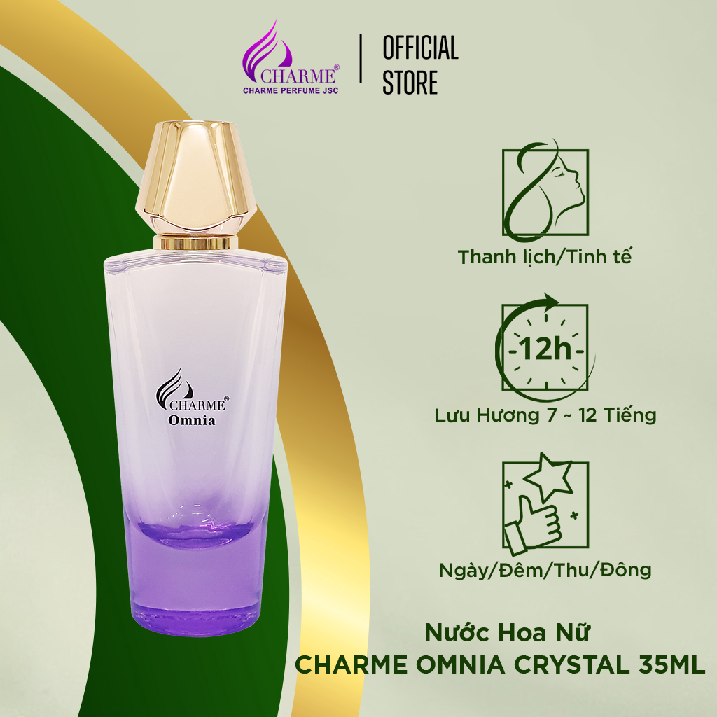 Nước hoa nữ cao cấp, Charme Omnia Crystal, sang trọng, quý phái, tạo nên sức hút cho người phụ nữ, 75ml