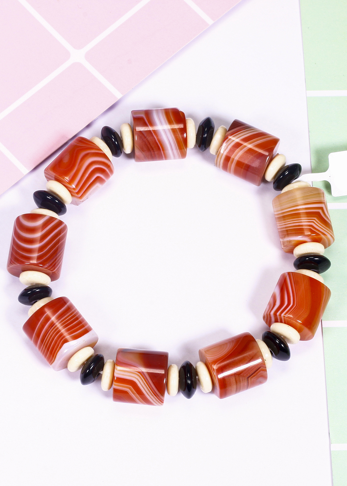 Vòng tay đá mã não cam đốt trụ mệnh hỏa, thổ - Ngọc Quý Gemstones