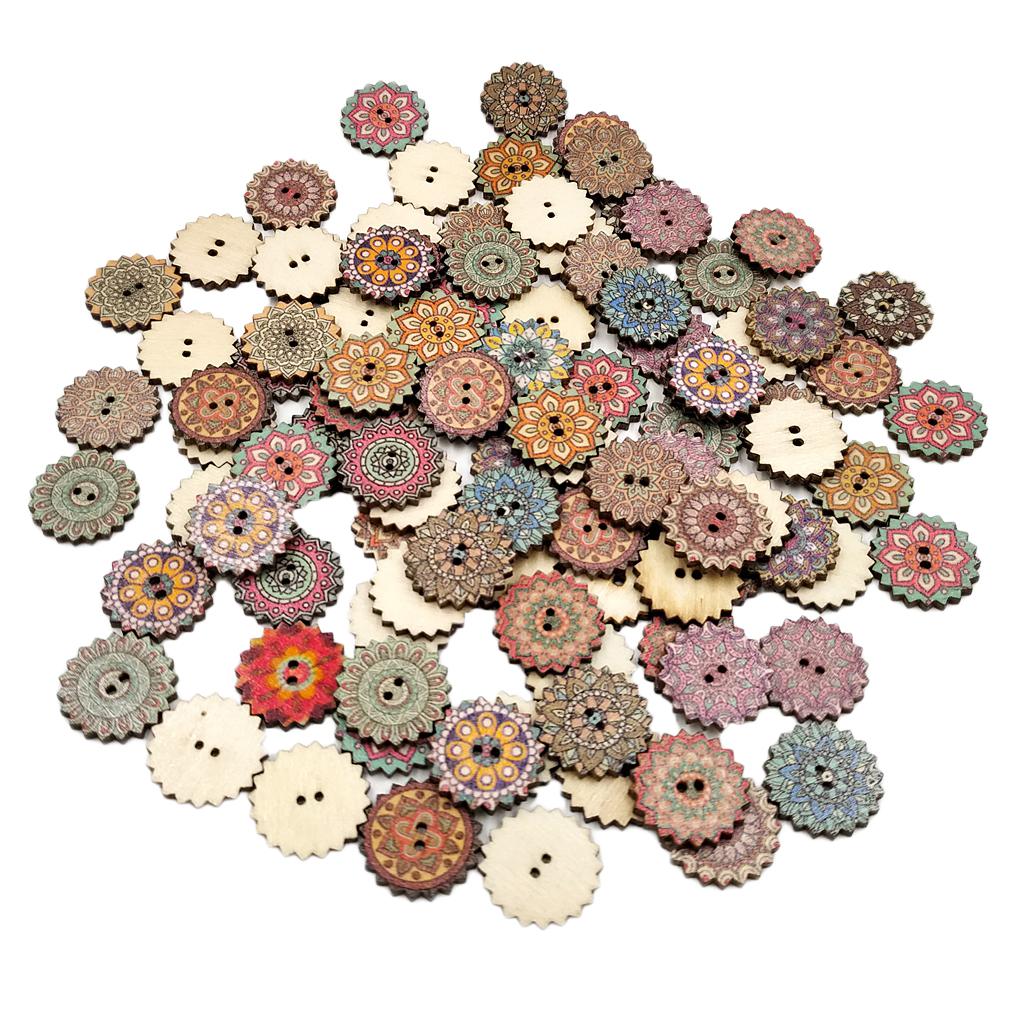 100 Miếng Sơn Gỗ Nút Cho May Craft Phụ Kiện DIY
