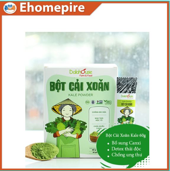 Bột Cải Xoăn kale sấy lạnh hỗ trợ giảm cân thải độc an toàn giảm cholestrol cung cấp chất xơ tự nhiên chống lão hoá (hộp 60g)