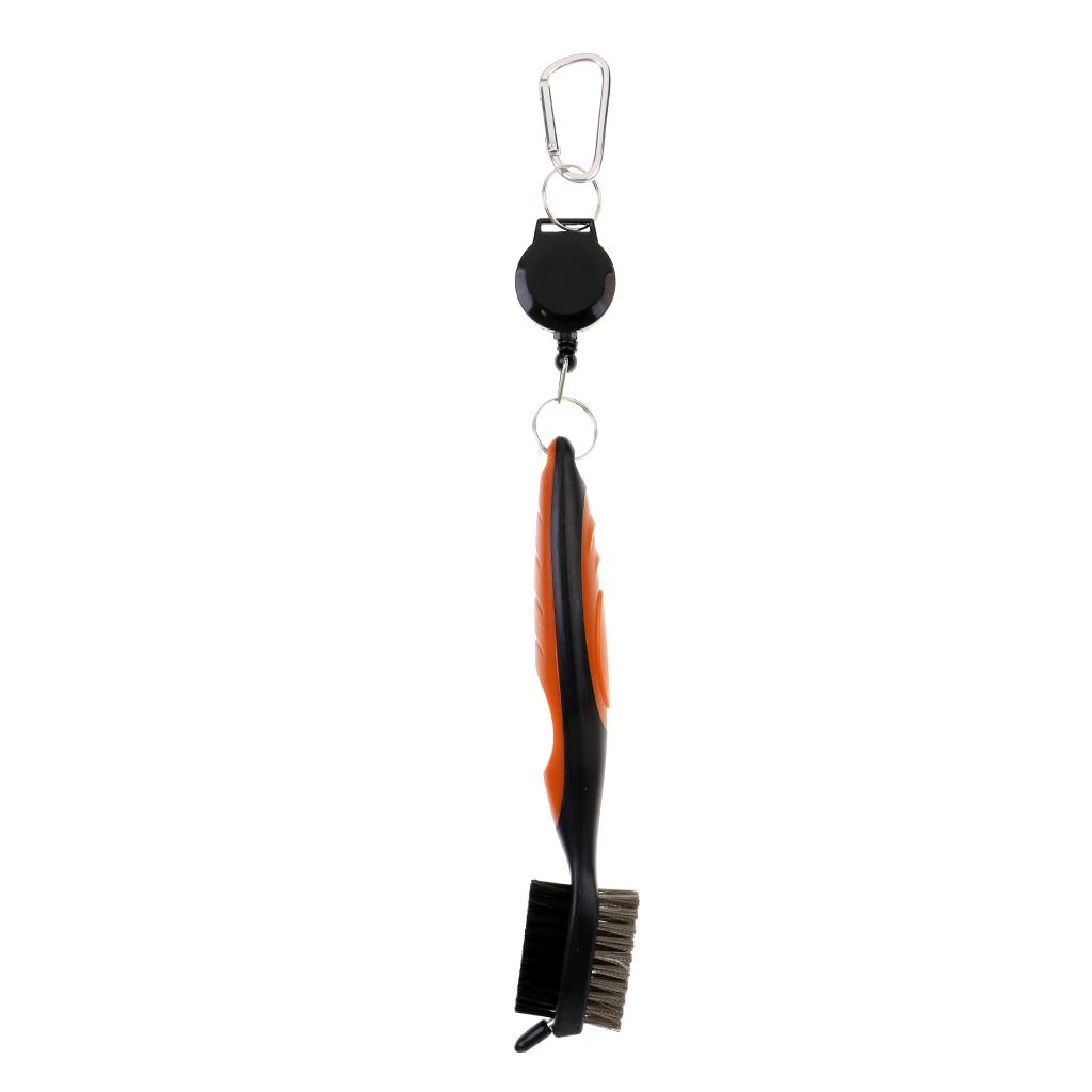 Double Sides Golf Club Brush Groove Cleaner with Retractable String