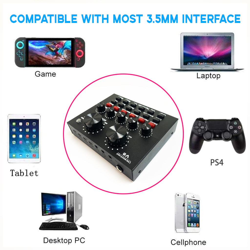 Hình ảnh Soundcard V8S PRO kết nối bluetooth có autotune dành cho mic thu âm, livestream - hàng chính hãng