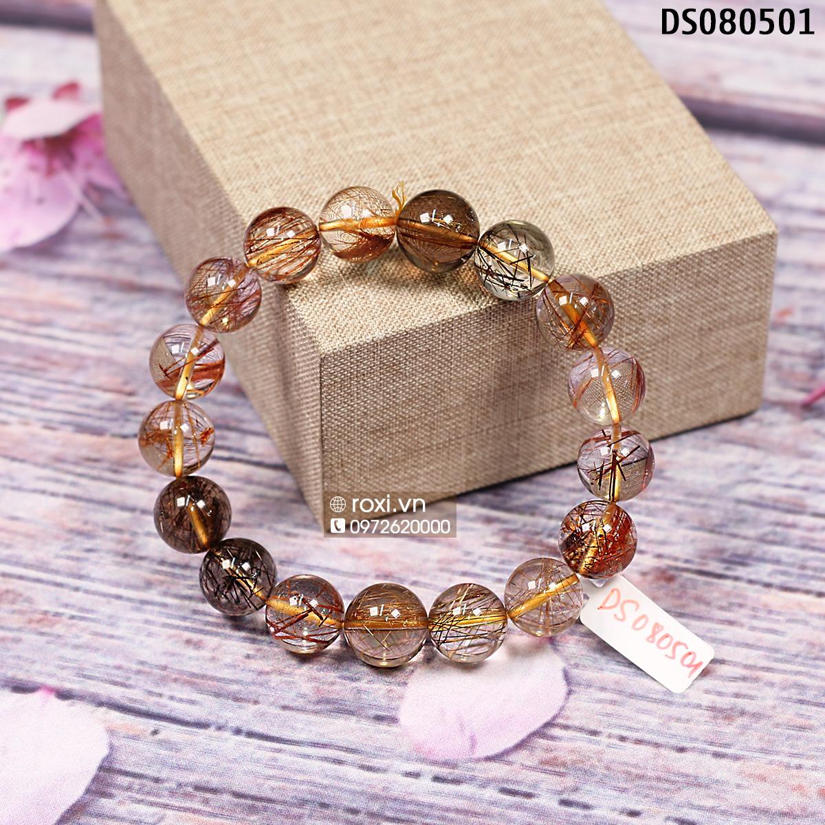 Vòng tay phong thủy Thạch Anh tóc nâu 12ly - DS080501