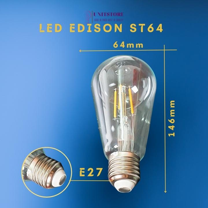 Bóng đèn led ST64 4W đuôi E27 vàng nắng Vintage Dimmer điều chỉnh độ sáng LEDST64