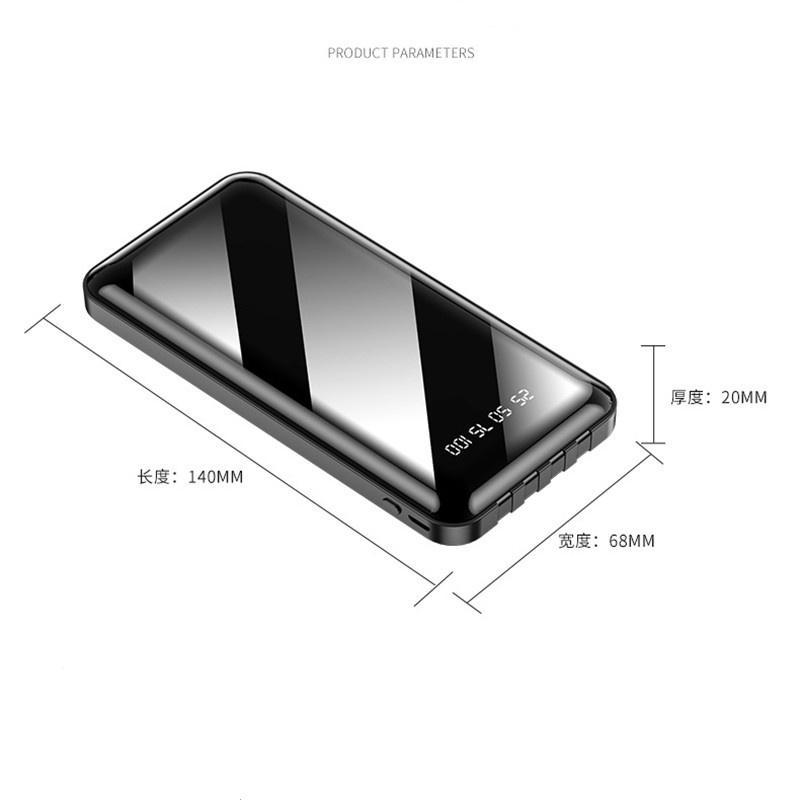 Pin Sạc Dự Phòng YM276S 20000mAh Siêu Nhẹ Có 4 Dây Cáp Sạc Tiện Dụng