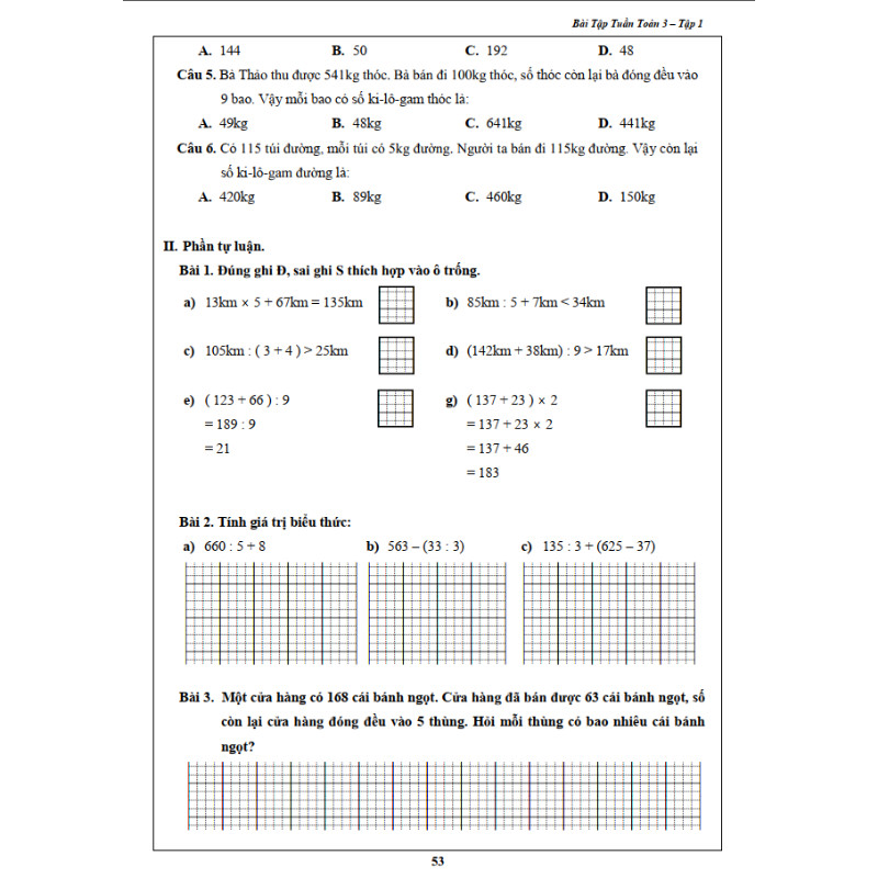 Bài Tập Tuần Toán 3 - Tập 1