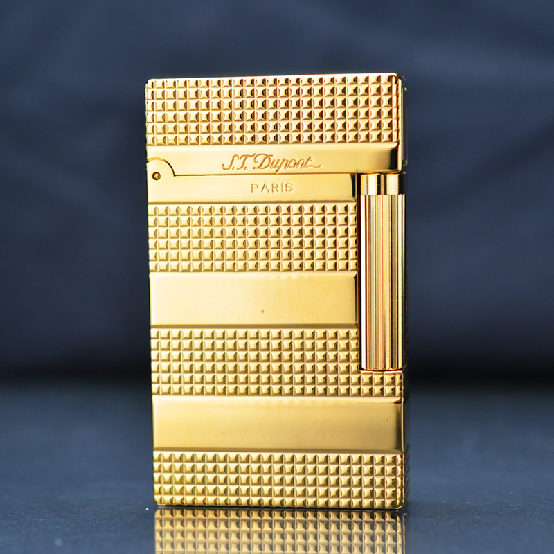 Vỏ Hột Quẹt Bật Lửa Upon D72V Sơn Mài Ánh Vàng Bóng Họa Tiết Ô Vuông Kẻ Ngang Cao Cấp