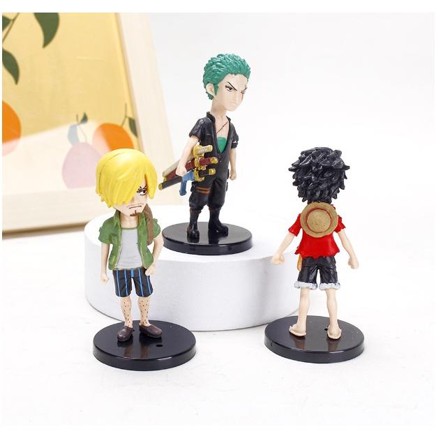 Mô Hình Nhân Vật One Piece, Bộ 6 Mô Hình Luffy, Zoro Cao 8cm, Trang Trí Decor, Bộ Sưu Tầm Nhận Vật Anime