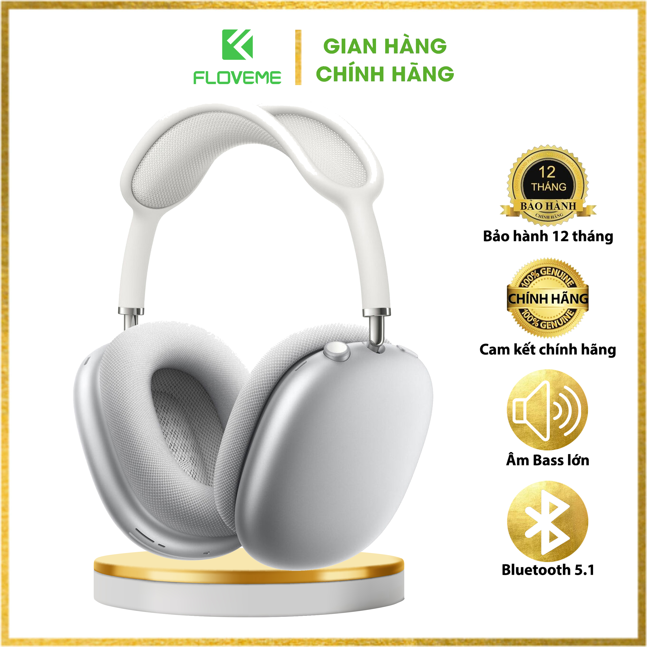 Tai Nghe Headphone không dây Blutooth Chụp Tai Chống Ồn Floveme Air Max PA9 Có Micro Đàm Thoại - Hỗ Trợ Thẻ Nhớ SD - Hàng chính hãng