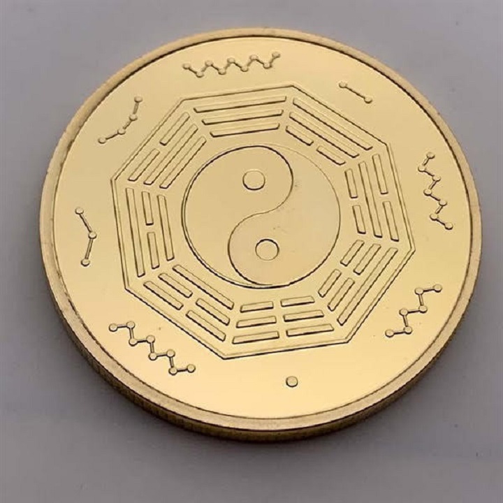 Xu Quan Âm Bát Quái Âm Dương, xu phong thủy bảo vệ bình an, cầu may mắn, dùng mang theo trong túi, xỏ lỗ đeo dây, treo trong nhà, trên xe - SP002466