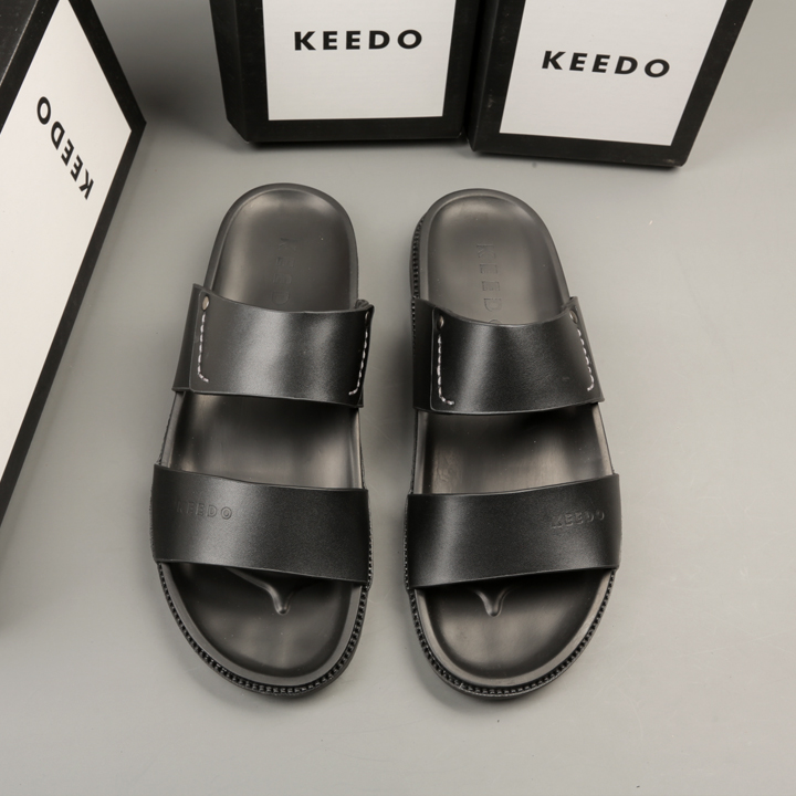 Dép 2 Quai Ngang cao cấp da bò thật KEEDO BH01010