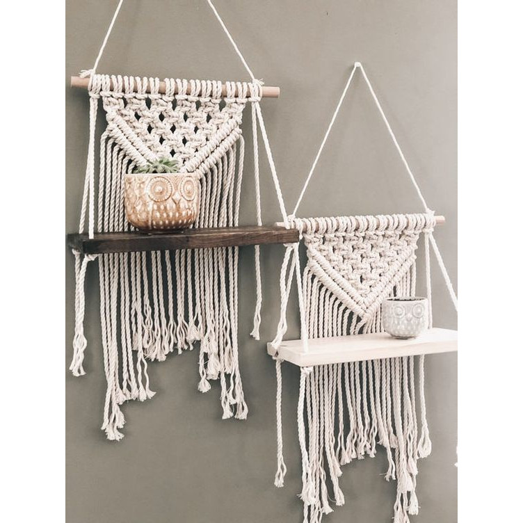 1 Kệ trang trí treo tường dây tết macrame TN02