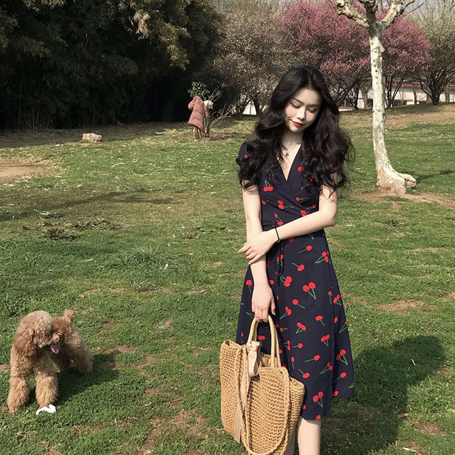 Đầm cổ chéo xẻ tà CYHERRY DRESS